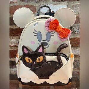 Disney Parks 2025 Halloween Minnie Ghost Cat Loungefly Mini Backpack GITD NEW